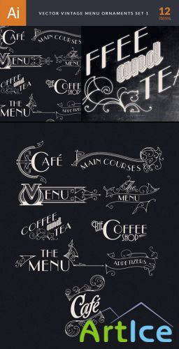 Vintage Menu Ornaments Vector Illustrations Set 1