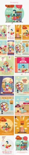 Shopping Vector Stock Illustrations Bundle