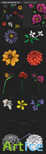 Summer Flowers Vector Illustrations Pack 109