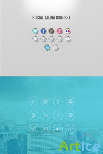 Social Media and iOS 7 Style Icons Set PSD