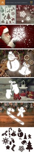 Simple Christmas Vector Elements Set 1