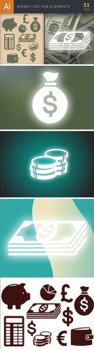 Simple Money Vector Elements Set 1