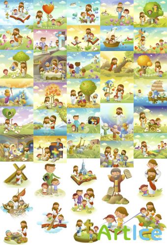 Christian Vector Illustrations Set