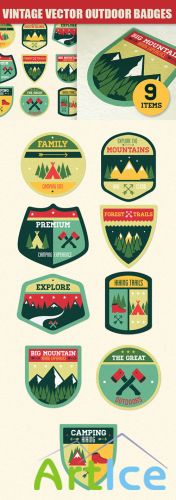 Vintage Outdoor Camp Badges Vector Elements Pack 1