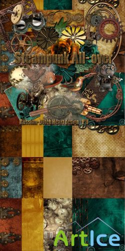 Scrap - Steampunk All- Over PNG and JPG Files