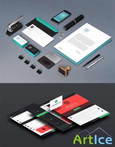 Stationery and App Screens Mock up Templates