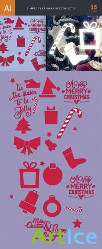 Simple Flat Xmas Vector Illustrations Pack 1