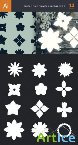 Simple Flat Flowers Vector Elements Set 2