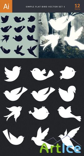 Simple Flat Birds Vector Elements Set 1