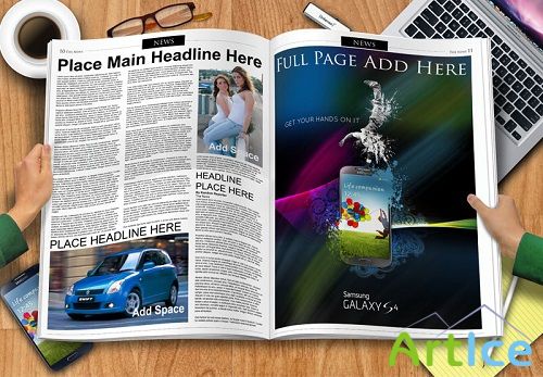 Newspaper Spread Mock-up Template