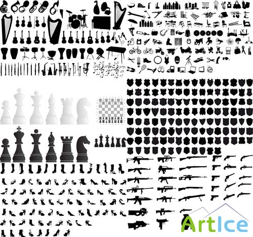 Vector Shapes - Chess Figures, Shields, Womens Shoes