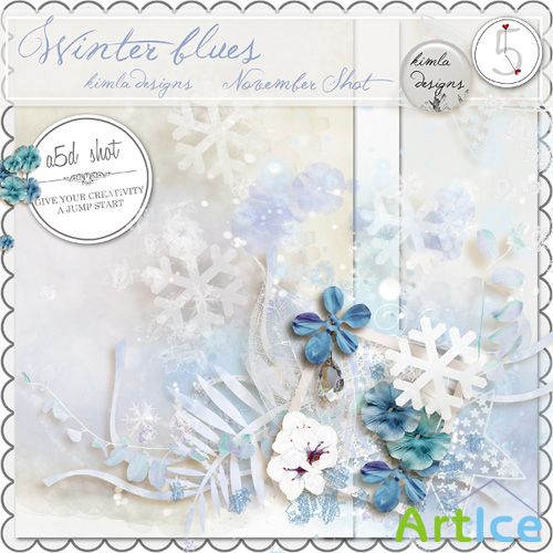 Scrap - Winter Blues Kit PNG and JPG Files