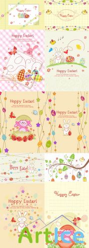 10 Happy Easter Illustrations Vector Volume 1