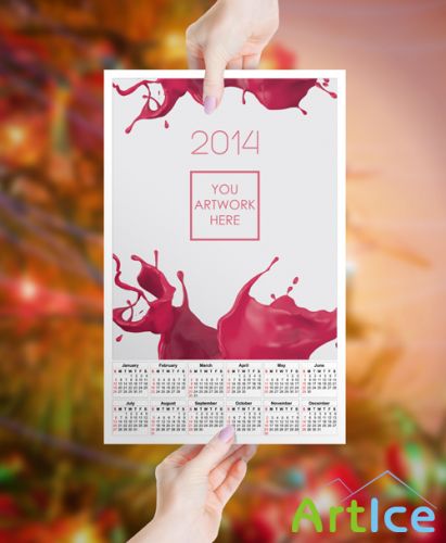 Calendar 2014 Mock up Template PSD