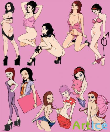 Pinup Girls Vector Clipart