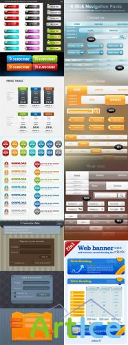 7 Web Element Templates Set PSD