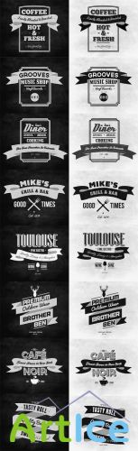 Typography Ribbon Insignias Vector Set