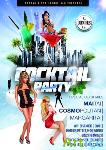 Coctail Party Flyer Template 3 PSD