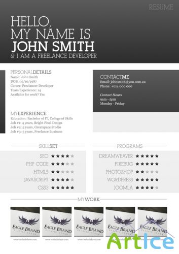 Freelancer Resume PSD Template