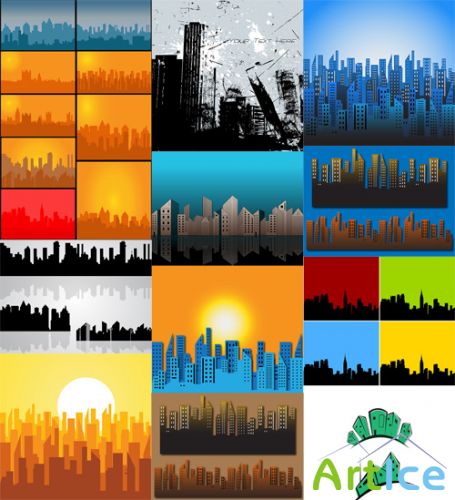 14 Skylines Vector Set