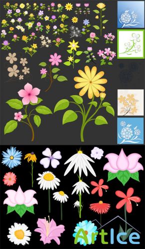 Spring Flowers Vector Set