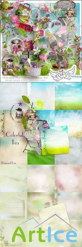 Scrap - Colorful Tea PNG and JPG Files