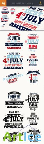 Designtnt - Independence Day Typography Set