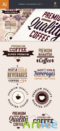 Designtnt - Drinks Typography Set 1