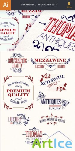 Ornamental Typography Vector Elements Set 1