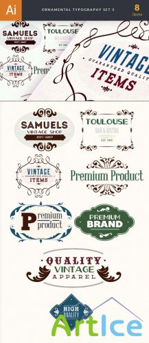 Ornamental Typography Vector Elements Set 3