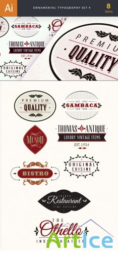 Ornamental Typography Vector Elements Set 4