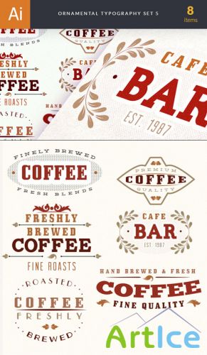 Ornamental Typography Vector Elements Set 5