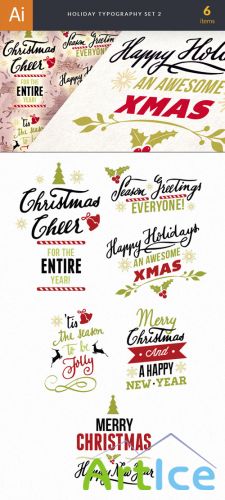 Holiday Christmas Typography Vector Elements Set 2