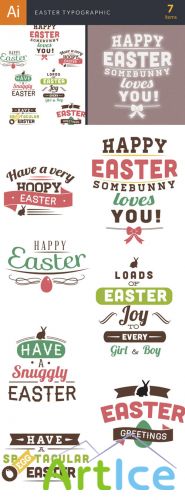 Easter Typographic Vector Elements Set 1