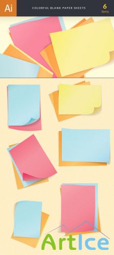 Colorful Blank Paper Sheets Vector Illustrations Pack