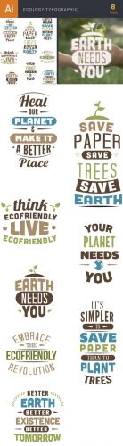 Ecology Typographic Vector Elements Set 2