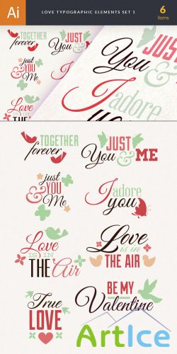 Love Typography Vector Elements Set 1