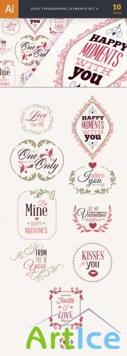 Love Typography Vector Elements Set 3