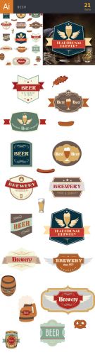 Beer Oktoberfest Vector Elements Set