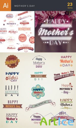 Mother's Day Typographic Vector Elements Set 1