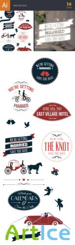 Wedding Typography Badge Vector Illustrations Pack 1