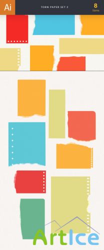 Torn Colorful Paper Vector Elements Set 2