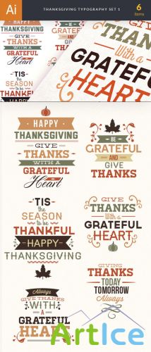 Thanksgiving Typography Vector Elements Set 1