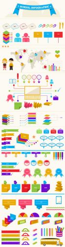 School Infographic Vector Illustrations