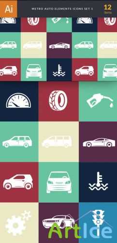 Auto, Cars Elements Vector Icons Set 1