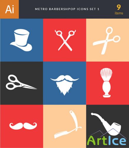 Metro Barber Shop Vector Icons 1