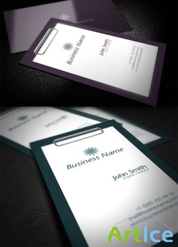 Premium Business Card Mock-Up PSD Template #2 - Purple, Green and Blue Colors