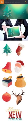 Xmas Polygonal Vector Elements