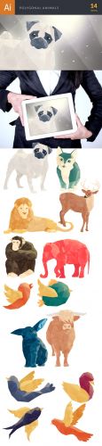 Animals Polygonal Vector Elements