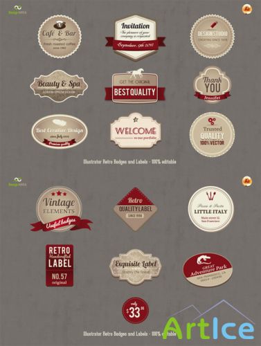 16 Vector Retro Badges Collection